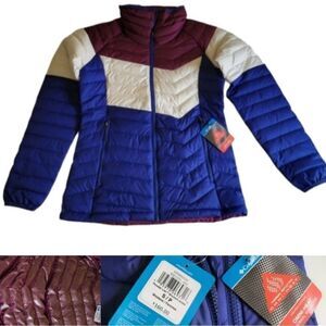 160 NEW COLUMBIA RETRO  OMNI HEAT POWDER LITE COLOR BLOCK COAT JACKET S SMALL